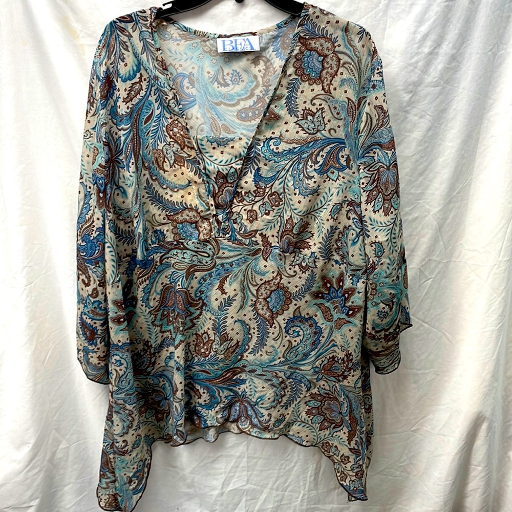 BFA Classic sheer asymmetrical top ladies sz 3x
